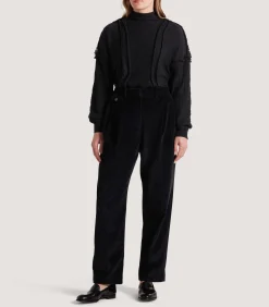 Women's Triple Pleat Trouser In Black