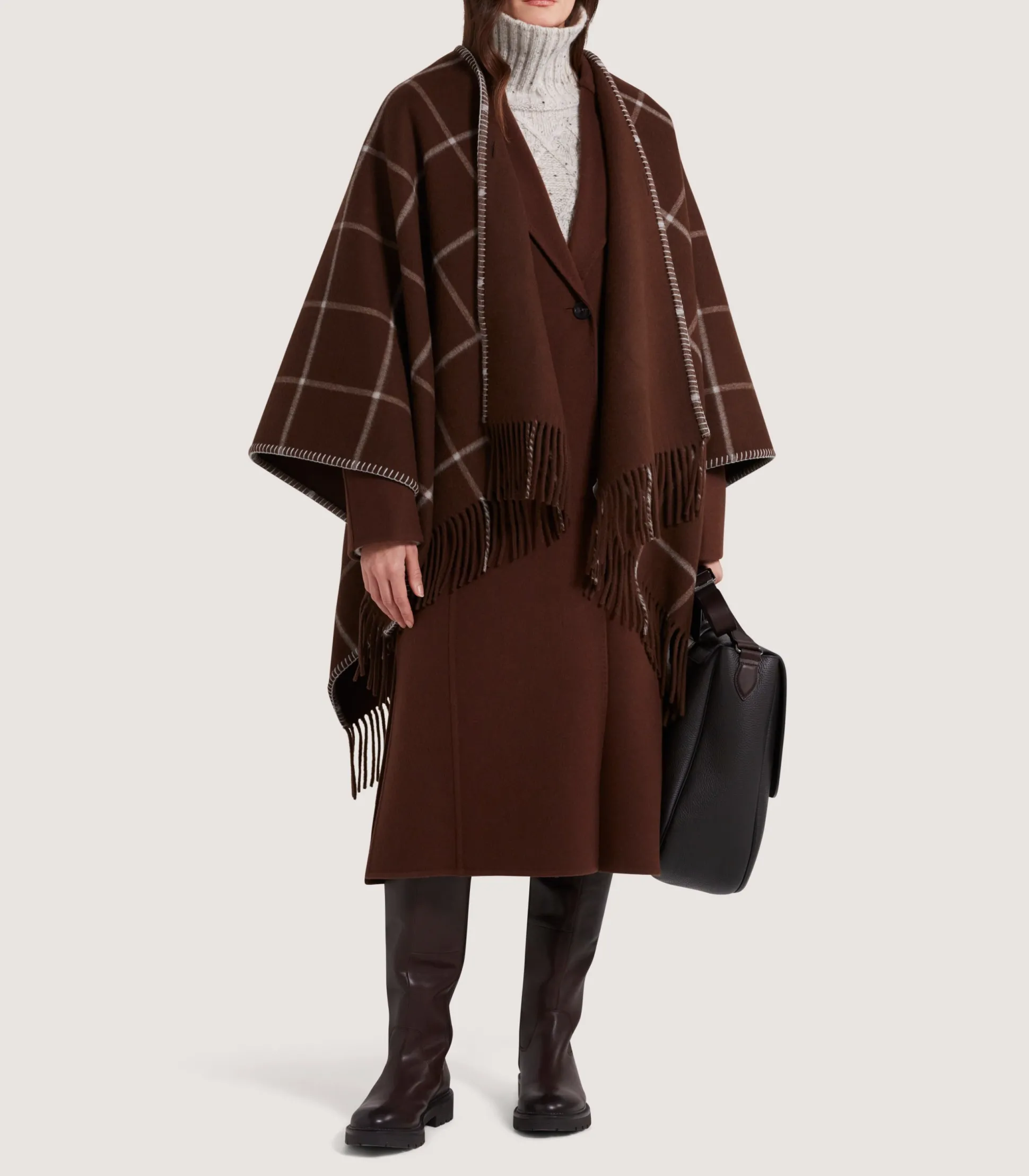 Women's Welbeck Poncho in Chocolate